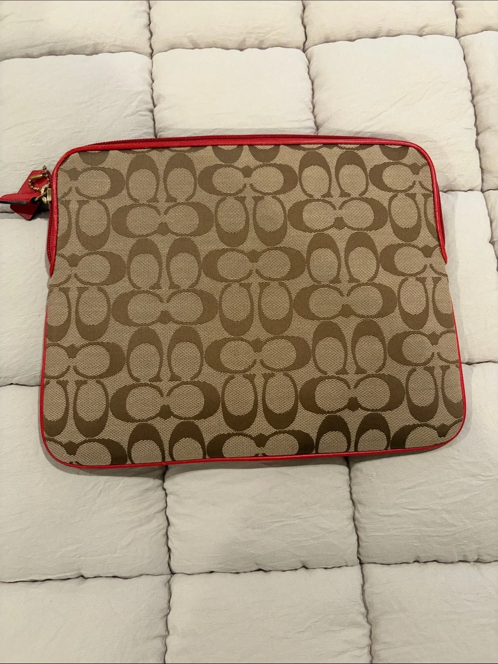 Vintage Coach iPad Sleeve in Brown with Orange Trim 11x9 inches